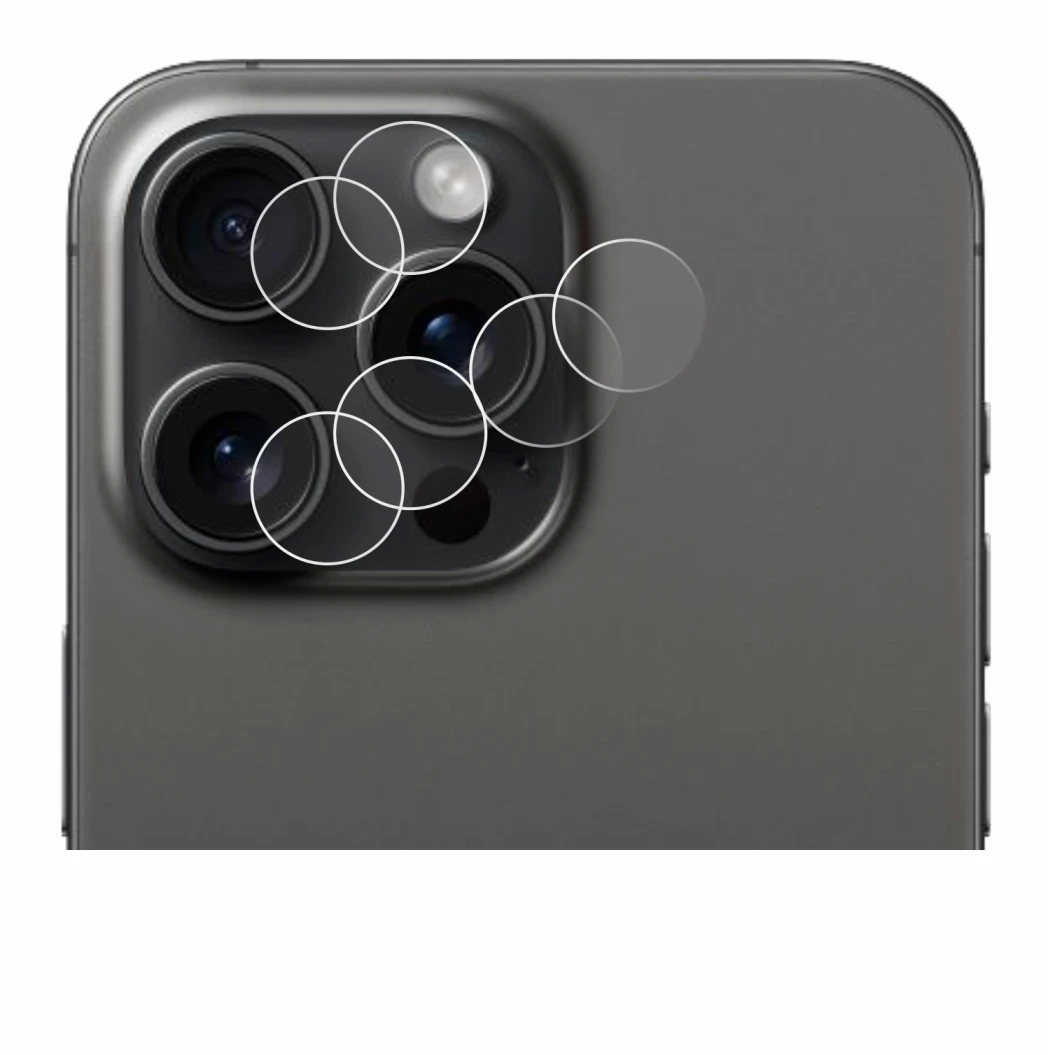 Image of the device Apple iPhone 15 Pro Max (ONLY Camera Lens) with a wide variety of screen protectors.