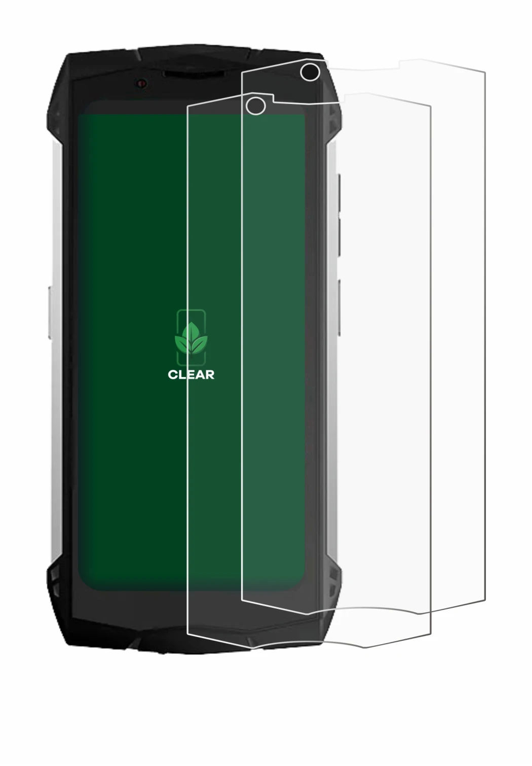 Image of the device Doogee S Mini with a wide variety of screen protectors.