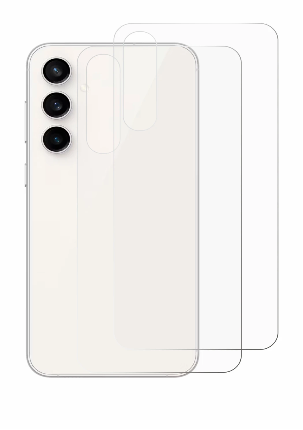 Image of the device Samsung Galaxy S23 FE (Back) with a wide variety of screen protectors.