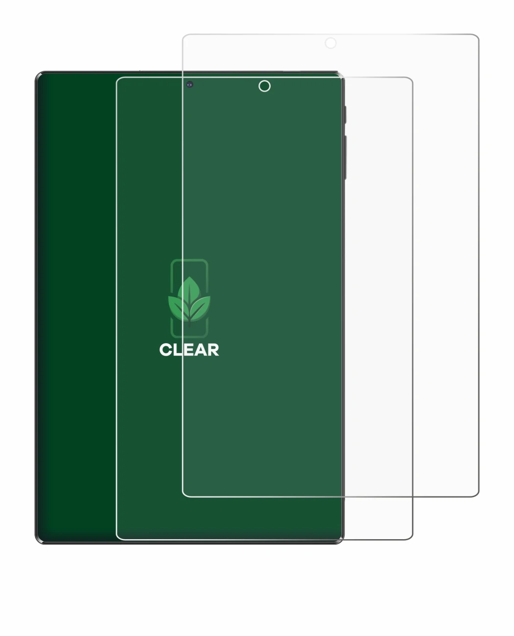 Image of the device Simplori M107 with a wide variety of screen protectors.