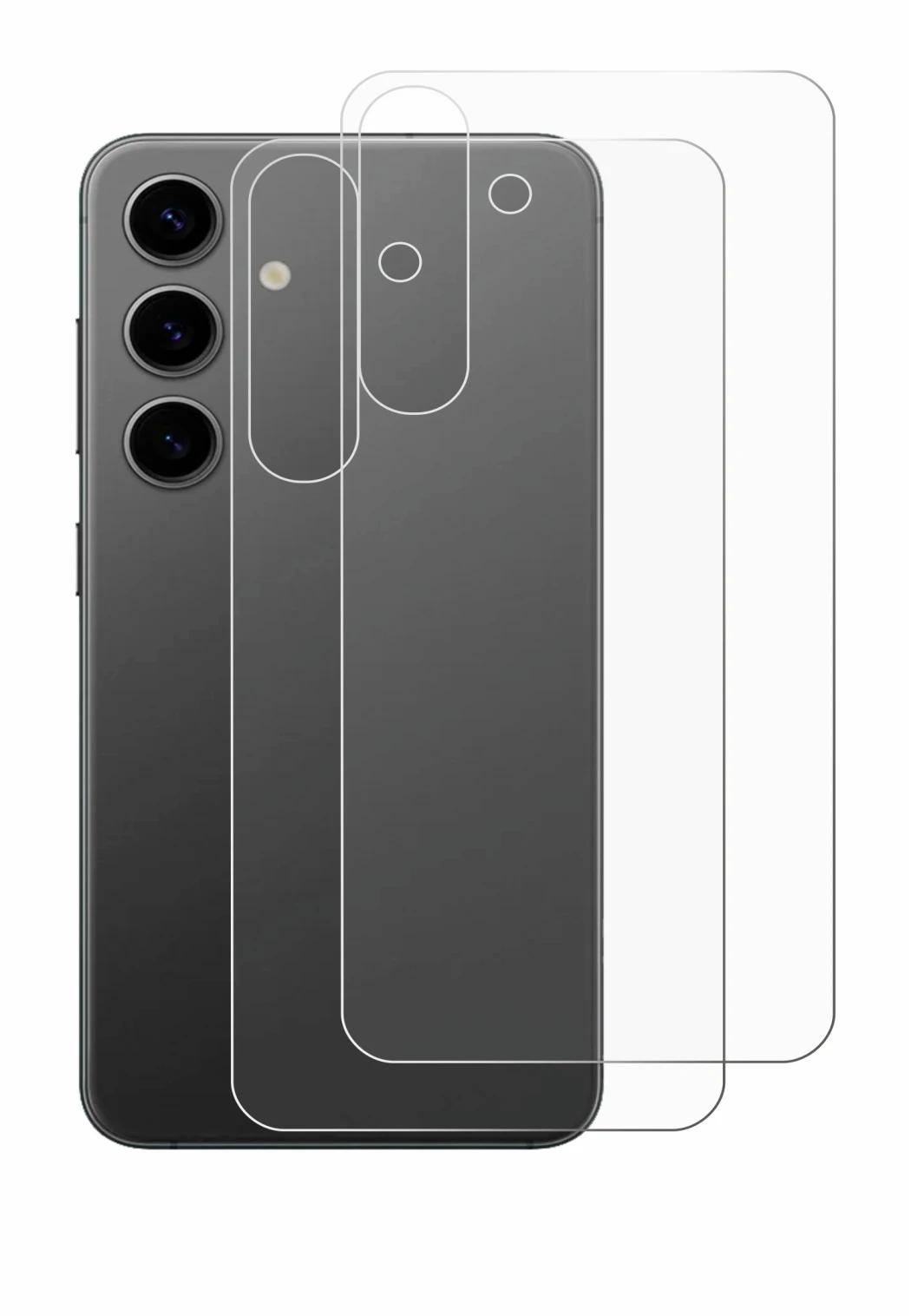 Image of the device Samsung Galaxy S24 Plus (Back) with a wide variety of screen protectors.