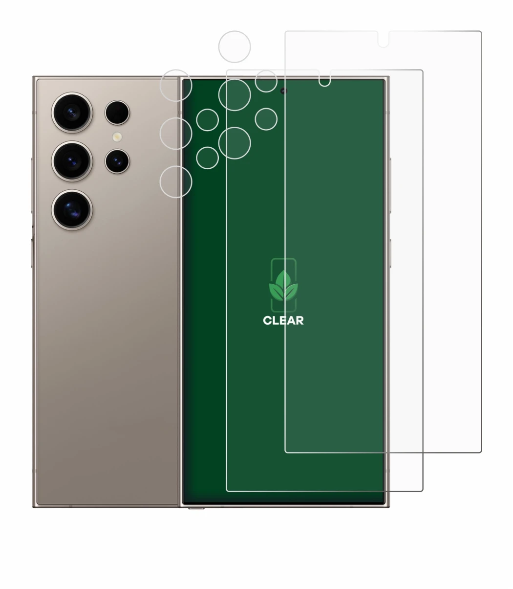 Image of the device Samsung Galaxy S24 Ultra (case-friendly) (Front+Camera) with a wide variety of screen protectors.