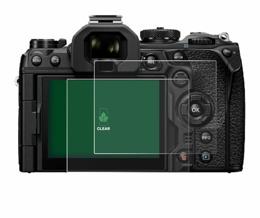 Image of the device Olympus OM System OM-1 Mark II with a wide variety of screen protectors.