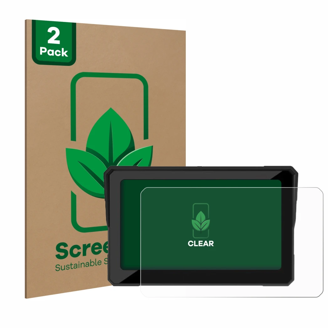 Front side of a product packaging with the brand logo ScreenLeaf. Next to it is the device Carpuride W702 7