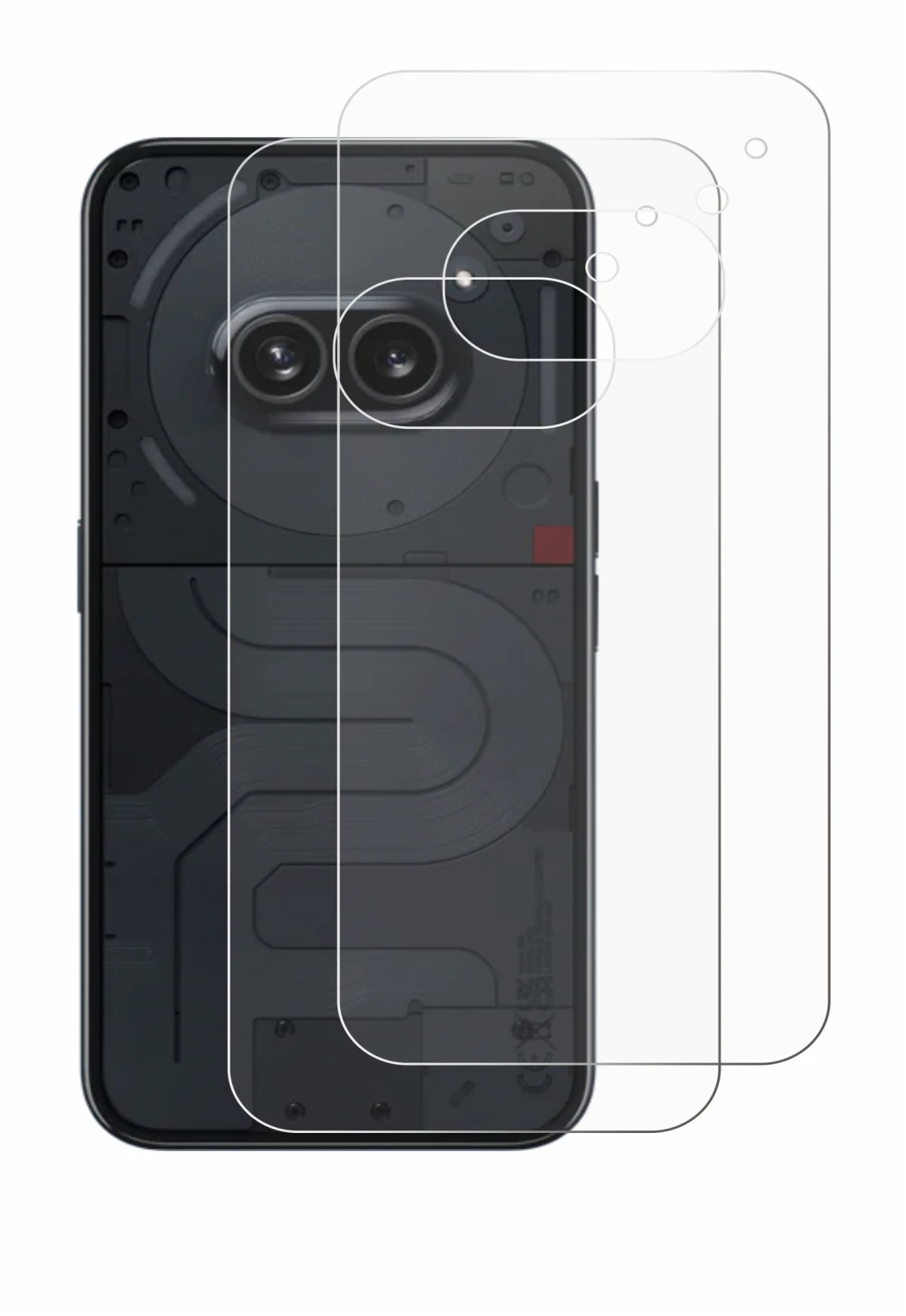 Image of the device Nothing Phone (2a) (Back) with a wide variety of screen protectors.