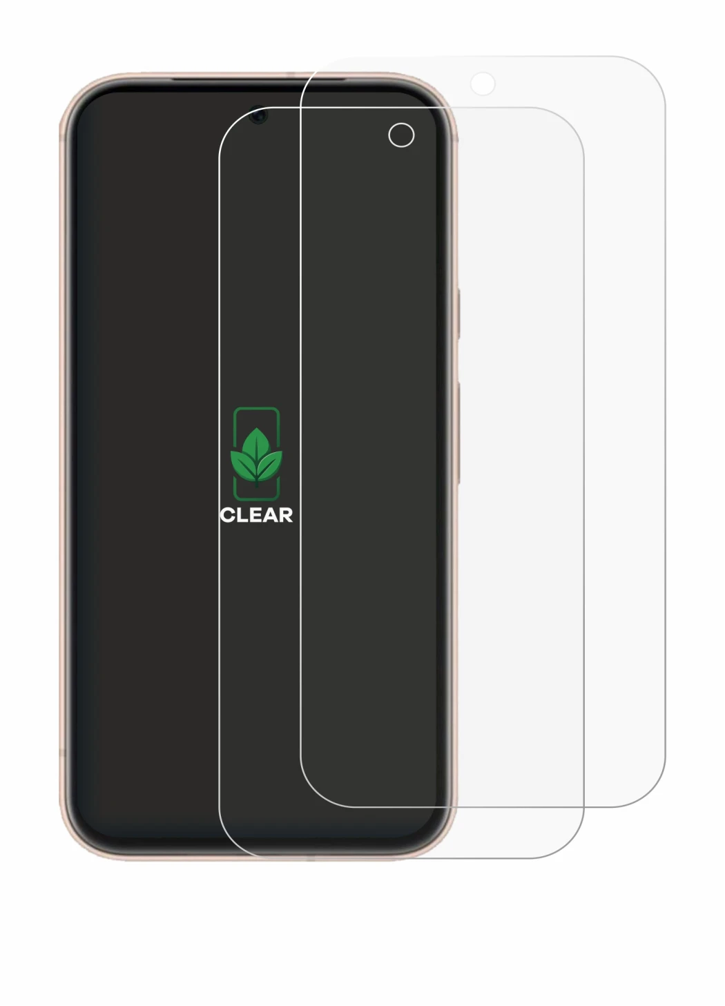 Image of the device Google Pixel 8a with a wide variety of screen protectors.