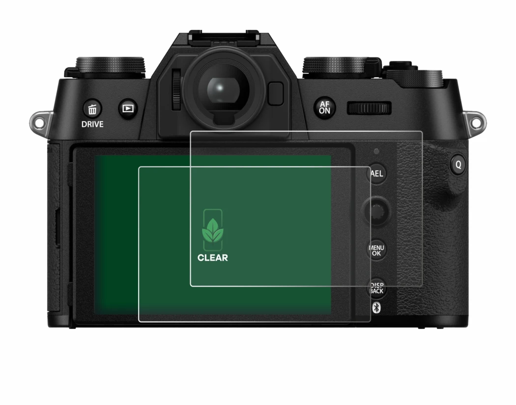 Image of the device Fujifilm X-T50 with a wide variety of screen protectors.