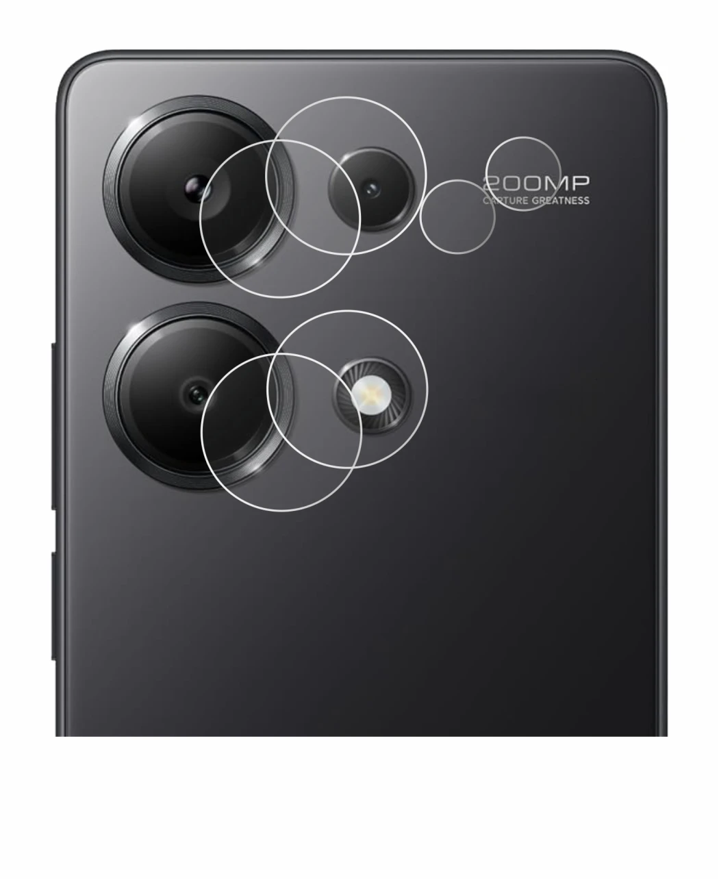 Image of the device Xiaomi Redmi Note 13 Pro 4G (ONLY Camera Lens) with a wide variety of screen protectors.