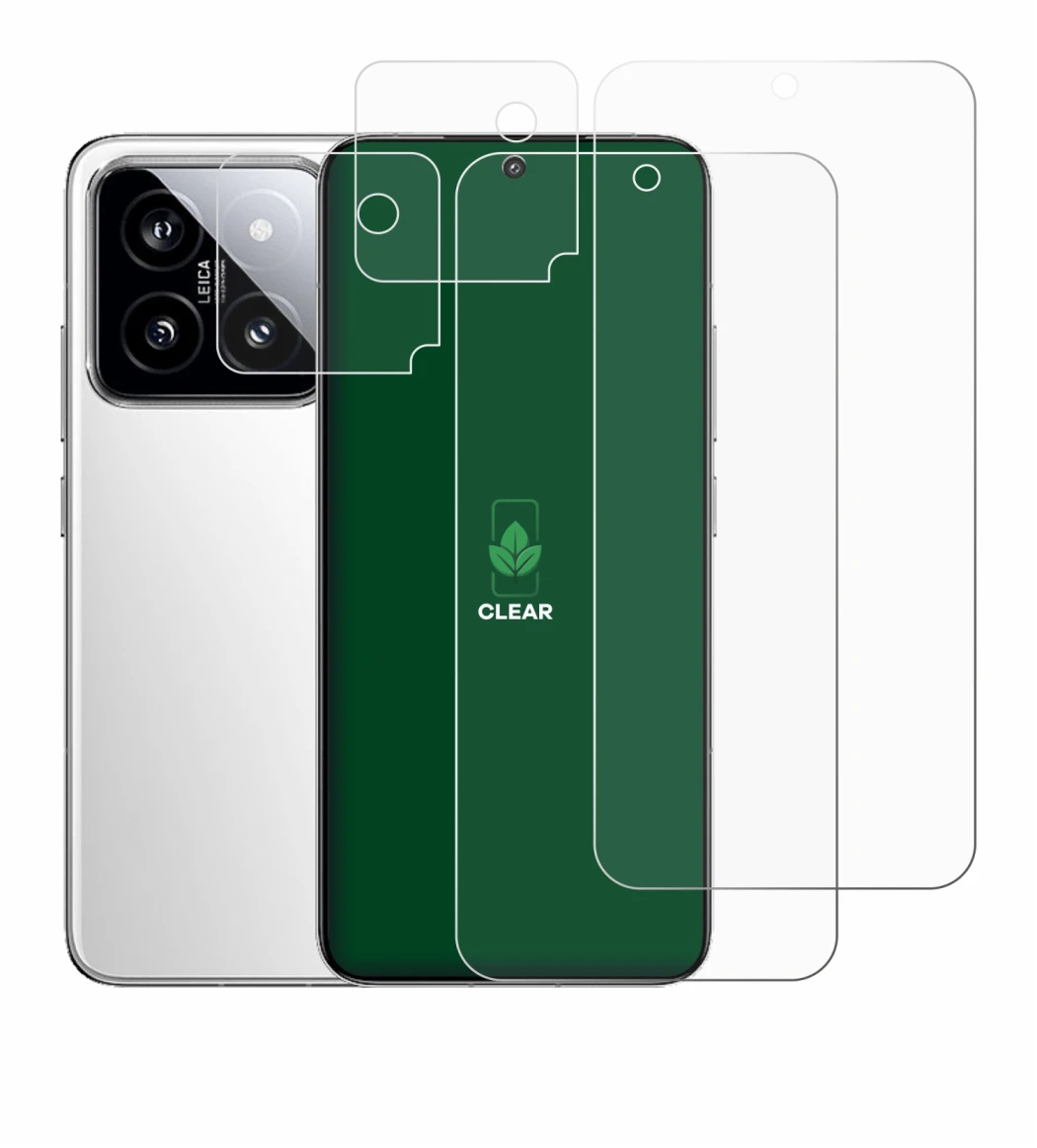 Image of the device Xiaomi 14 (Front+Camera) with a wide variety of screen protectors.