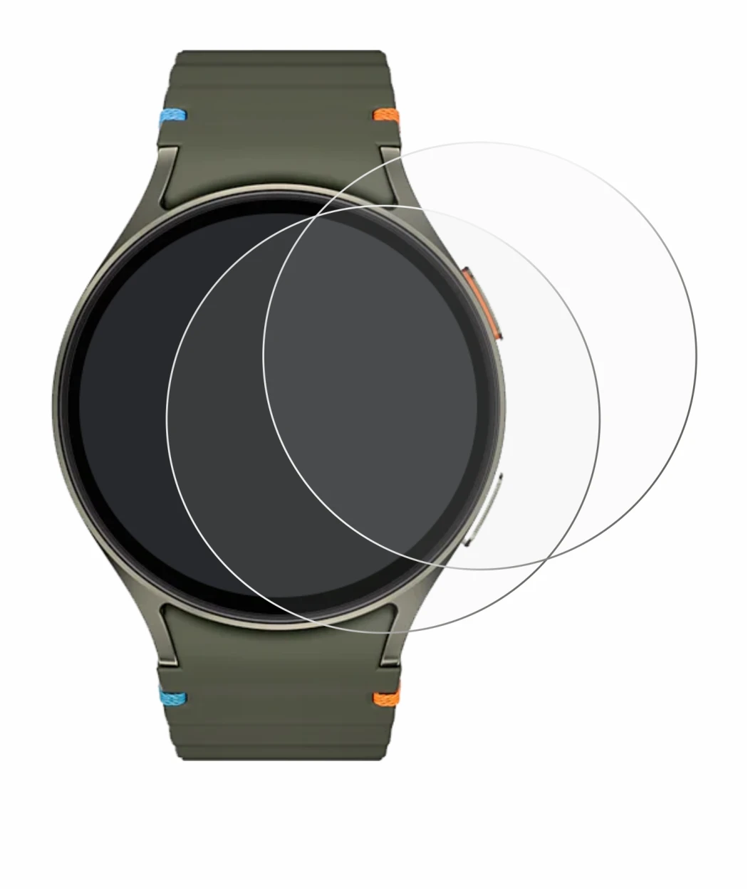 Image of the device Samsung Galaxy Watch 7 (44 mm) with a wide variety of screen protectors.