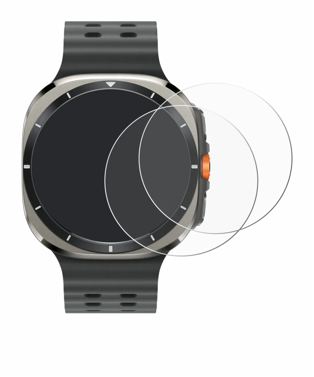 Image of the device Samsung Galaxy Watch Ultra (47 mm) with a wide variety of screen protectors.