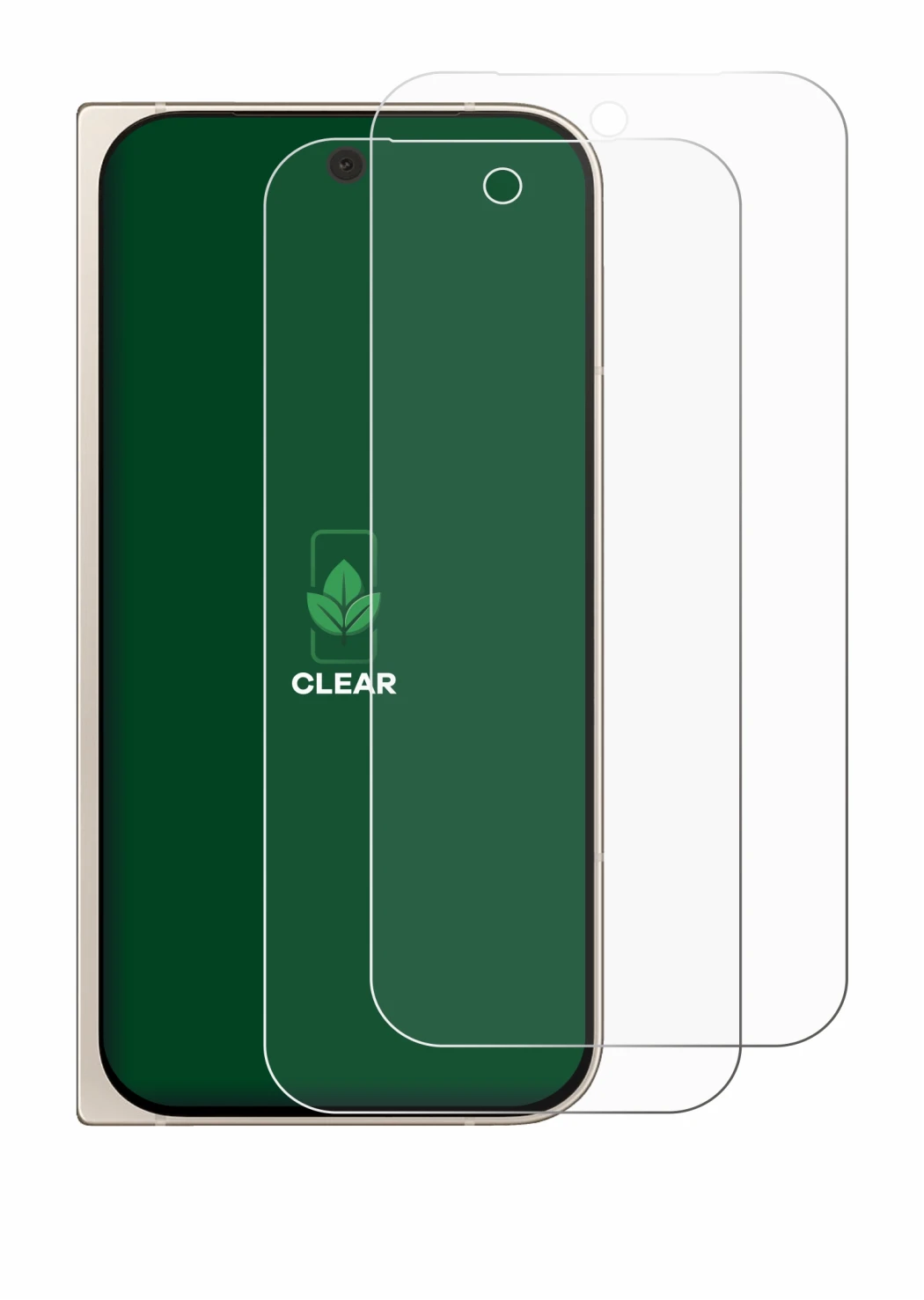 Image of the device Google Pixel 9 Pro Fold with a wide variety of screen protectors.