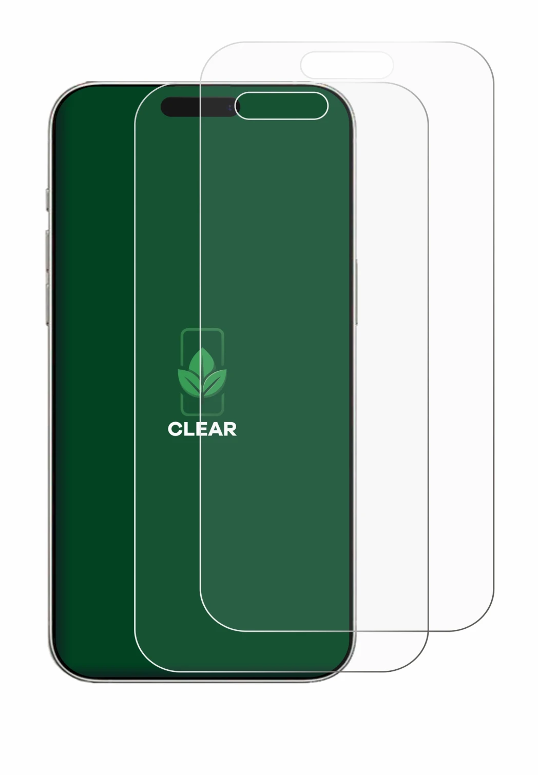 Image of the device Apple iPhone 16 Pro with a wide variety of screen protectors.