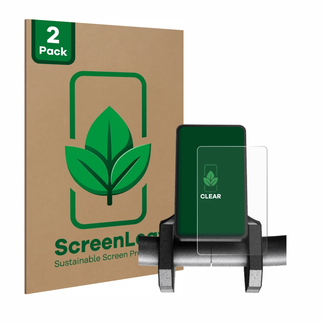 Front side of a product packaging with the brand logo ScreenLeaf. Next to it is the device Joyor S8-S V1 shown with the corres