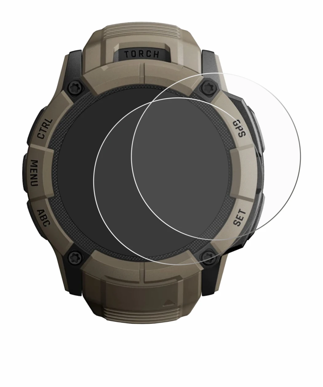 Image of the device Garmin Instinct 2X Solar Tactical Edition with a wide variety of screen protectors.
