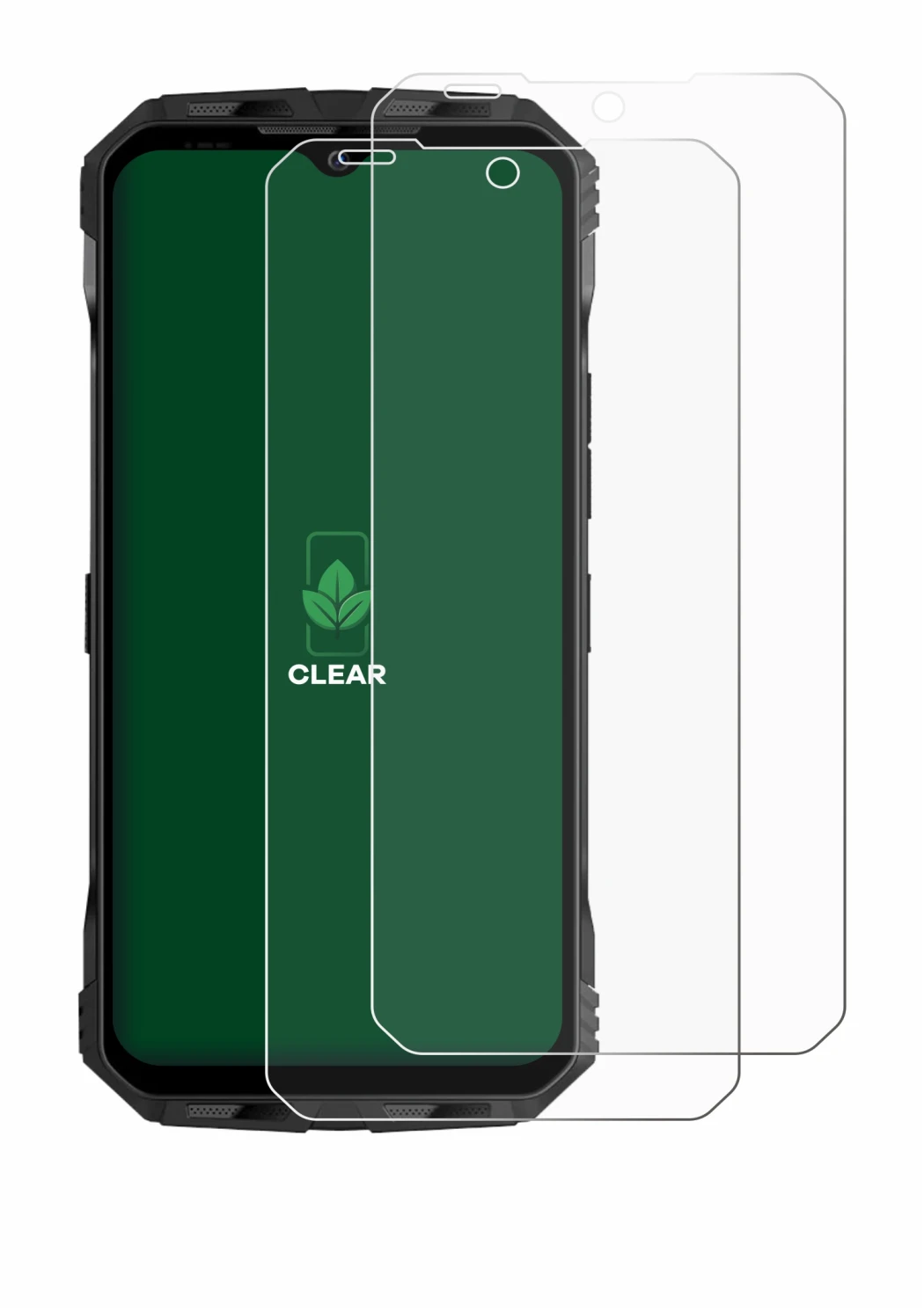 Image of the device Doogee V Max Plus with a wide variety of screen protectors.