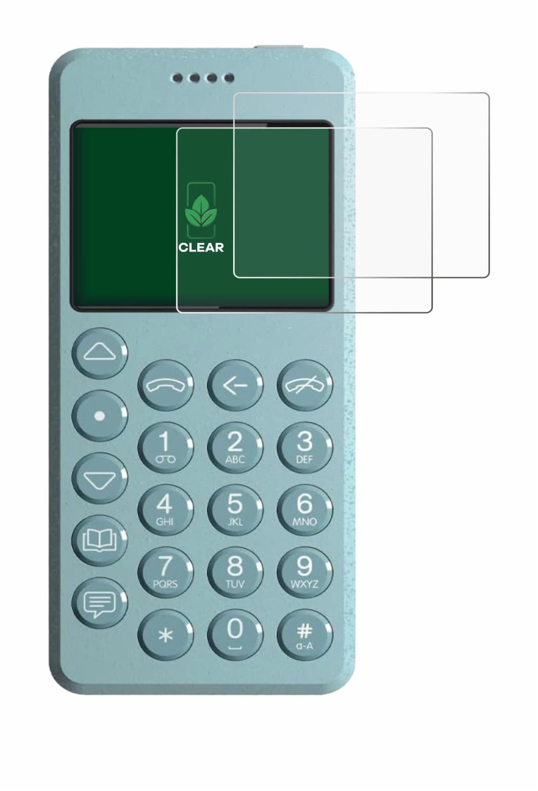 Image of the device Punkt MP02 with a wide variety of screen protectors.