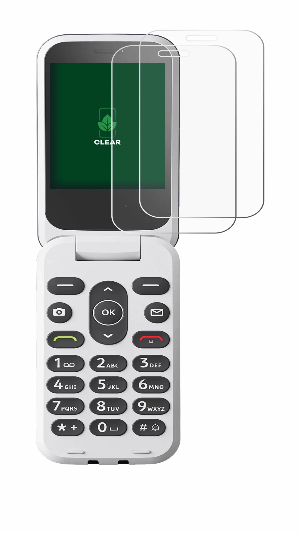 Image of the device Doro 2820 with a wide variety of screen protectors.