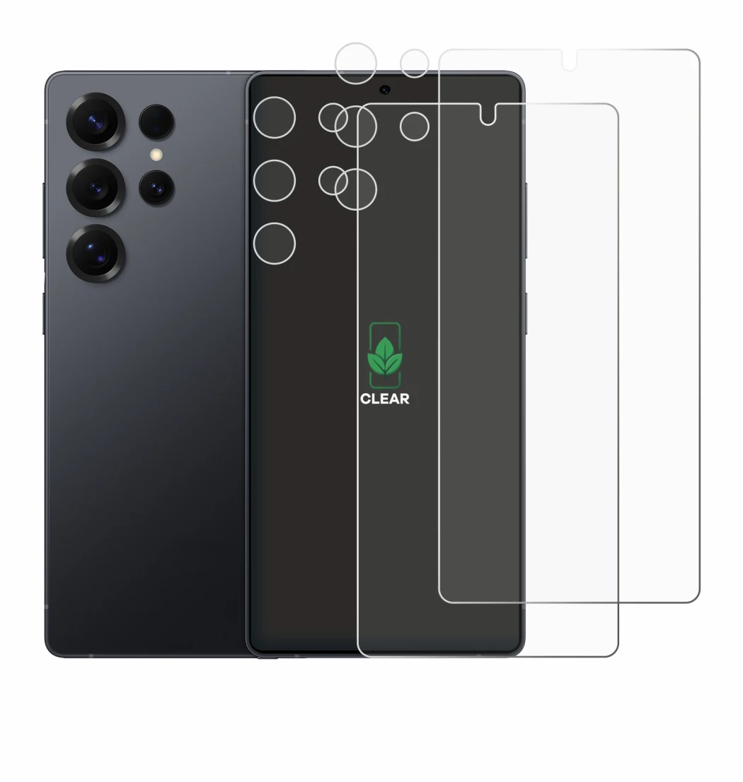 Image of the device Samsung Galaxy S25 Ultra (Front+Camera) with a wide variety of screen protectors.