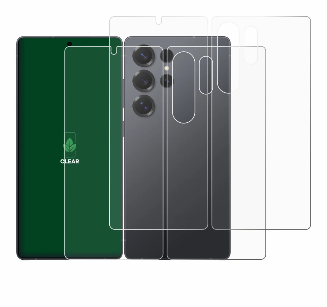 Image of the device Samsung Galaxy S25 Ultra (Front+Back) with a wide variety of screen protectors.