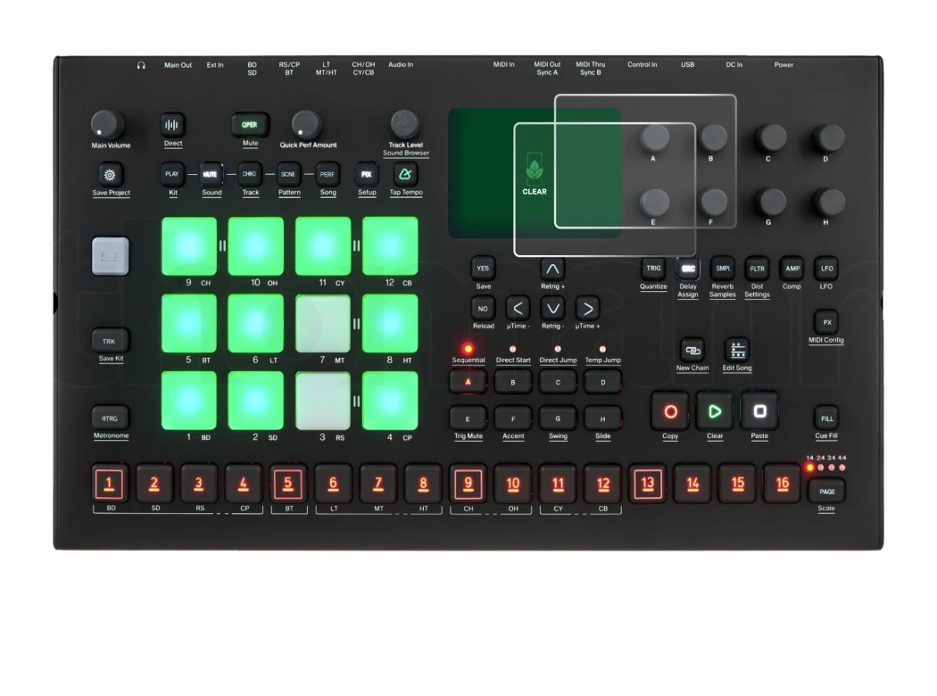 Image of the device Elektron Analog Rytm MKII with a wide variety of screen protectors.