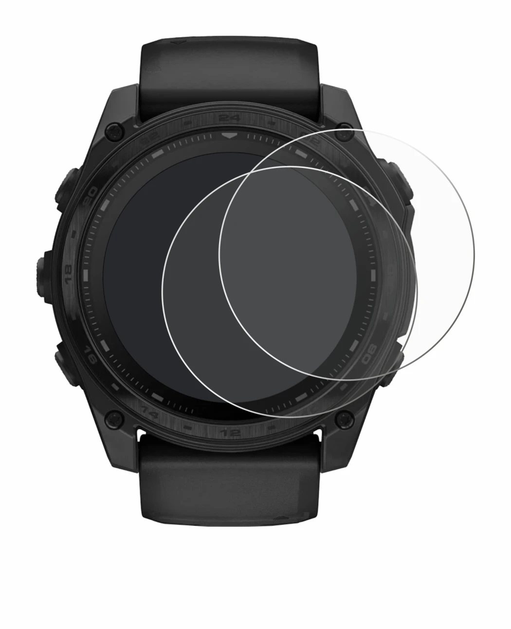 Image of the device Garmin Tactix 8 Solar (51 mm) with a wide variety of screen protectors.