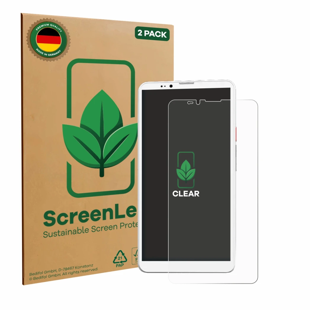 Front side of a product packaging with the brand logo ScreenLeaf. Next to it is the device Bigme Hibreak Pro shown with the co