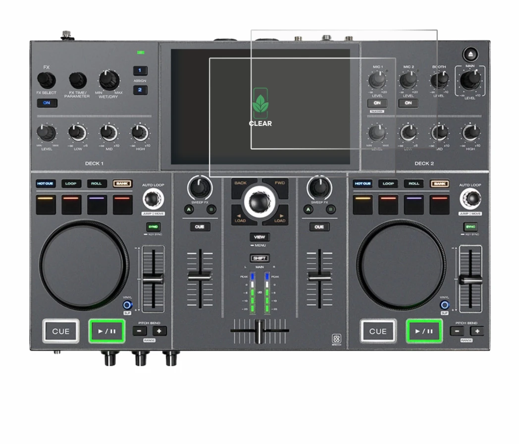 Image of the device Denon DJ Prime Go+ with a wide variety of screen protectors.