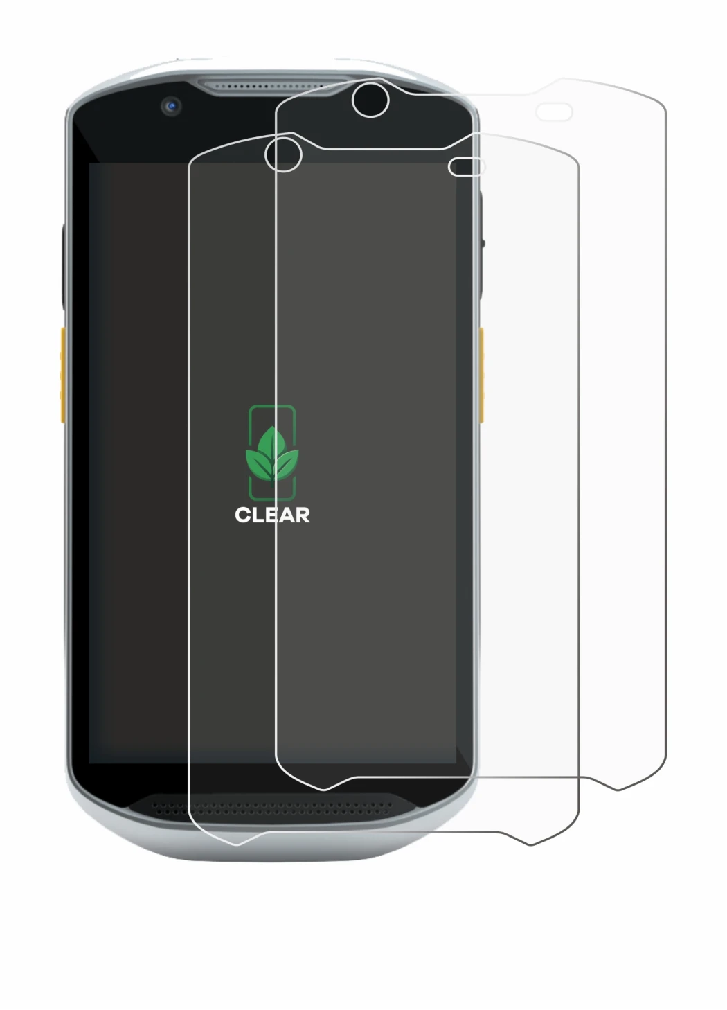 Image of the device Zebra TC52x-HC with a wide variety of screen protectors.