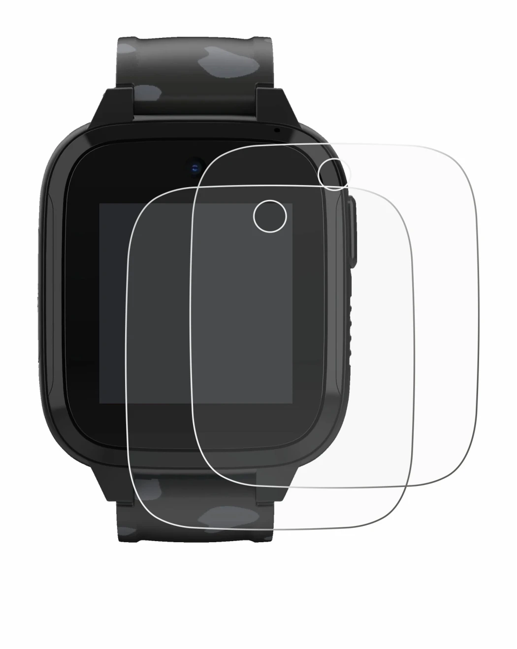 Image of the device Xplora XGO3 (2nd Gen.) with a wide variety of screen protectors.