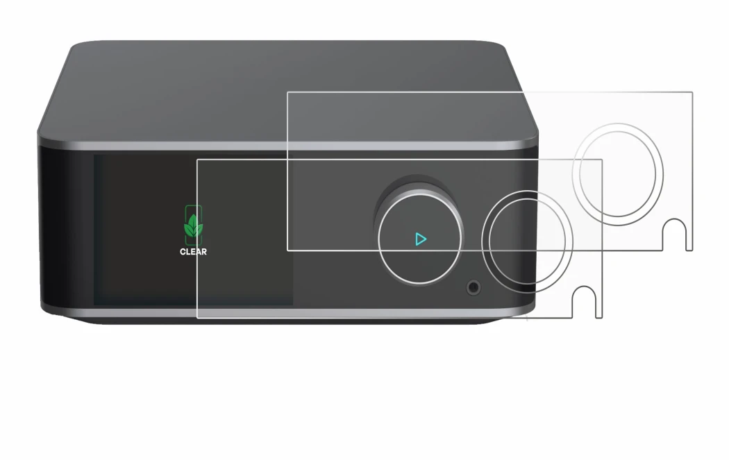 Image of the device WiiM Ultra with a wide variety of screen protectors.
