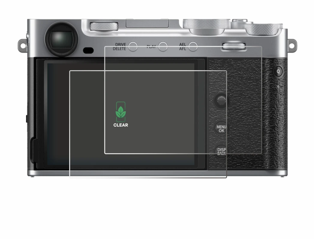 Image of the device Fujifilm X-E5 with a wide variety of screen protectors.