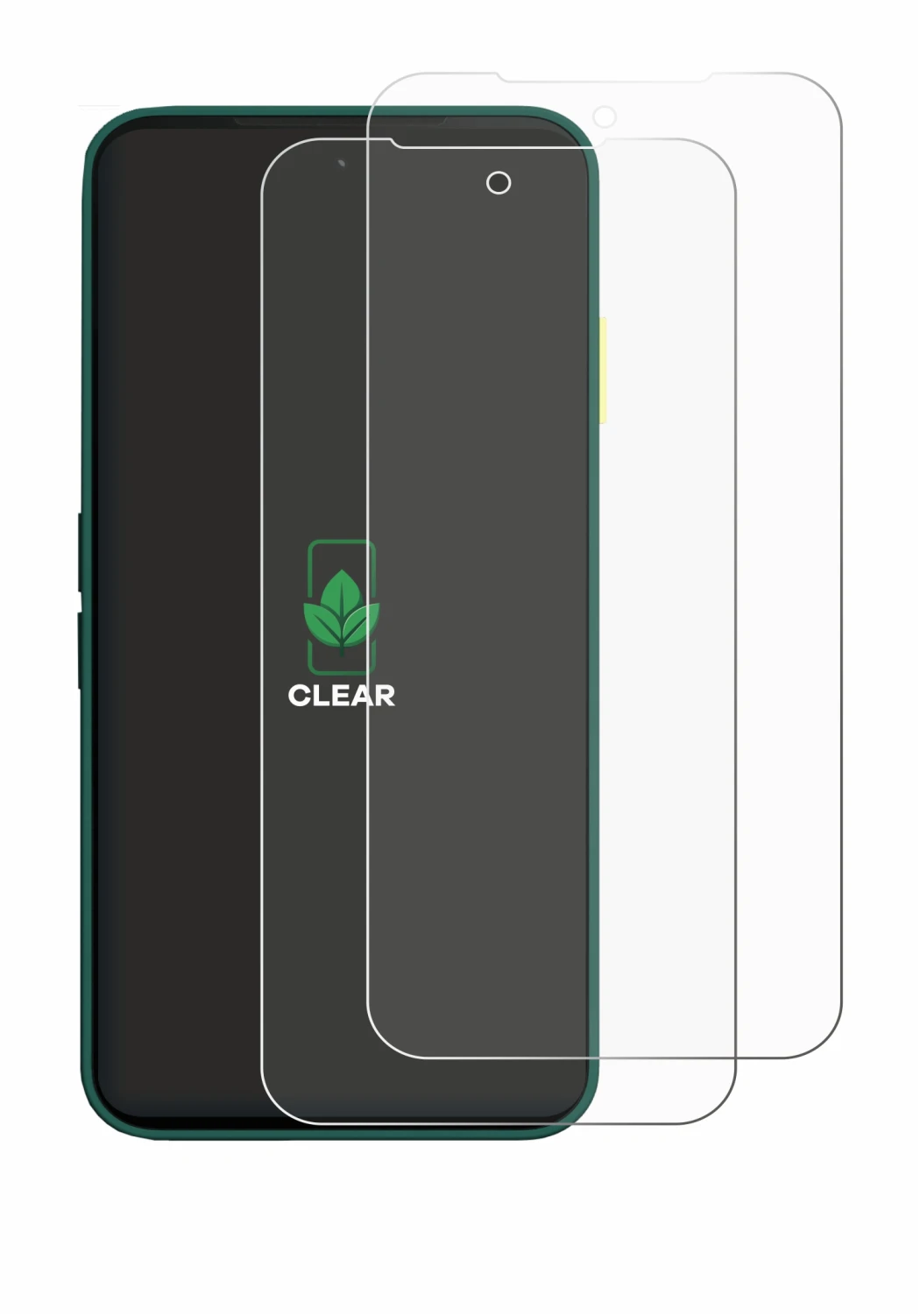 Image of the device Fairphone 6 with a wide variety of screen protectors.