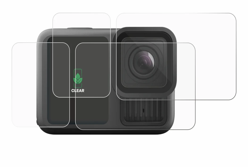 Image of the device GoPro Hero 13 Black Creator Edition with a wide variety of screen protectors.