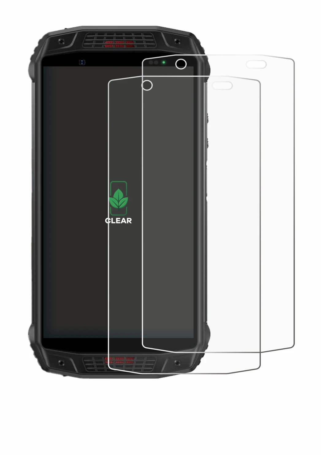 Image of the device Ulefone Armor 15 with a wide variety of screen protectors.