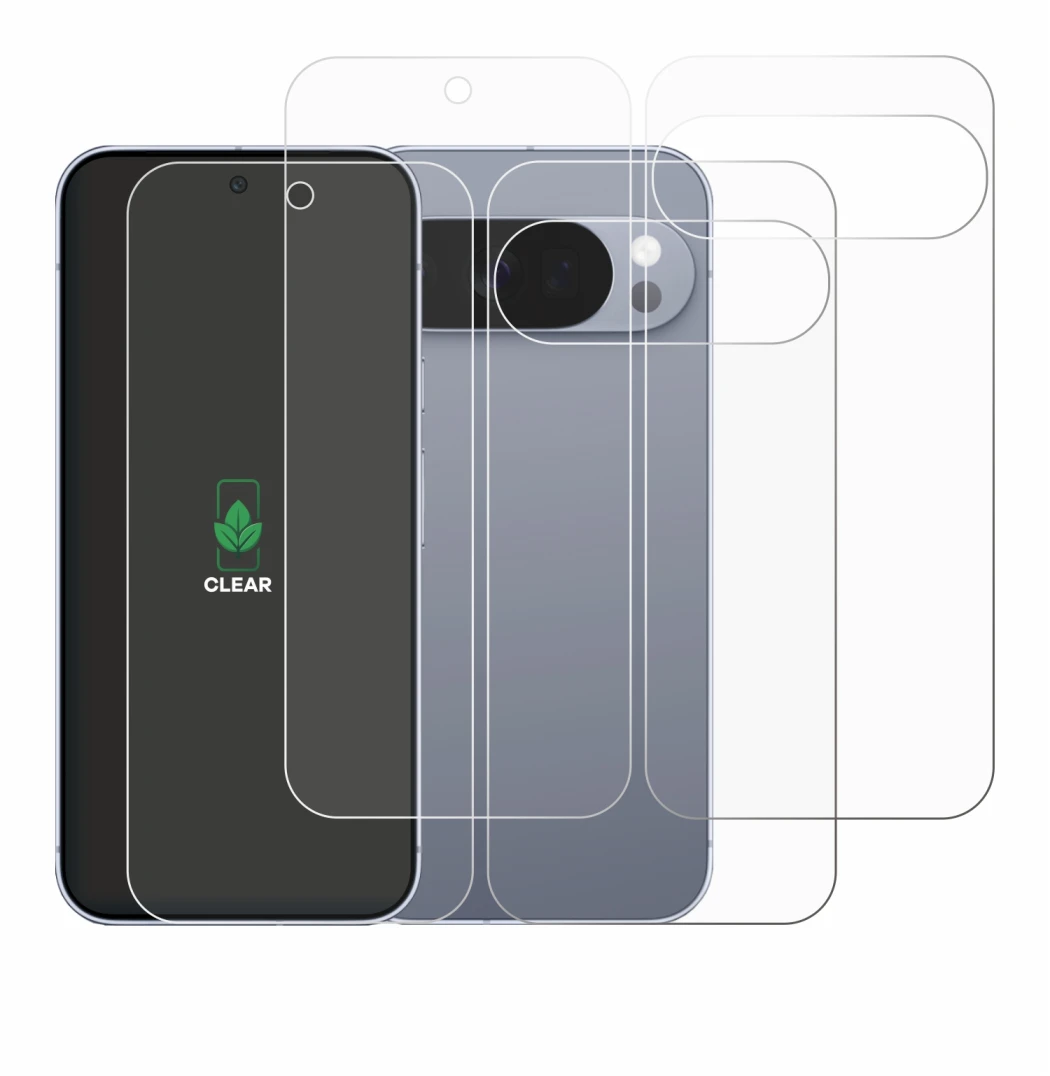 Image of the device Google Pixel 10 Pro (Front+Back) with a wide variety of screen protectors.