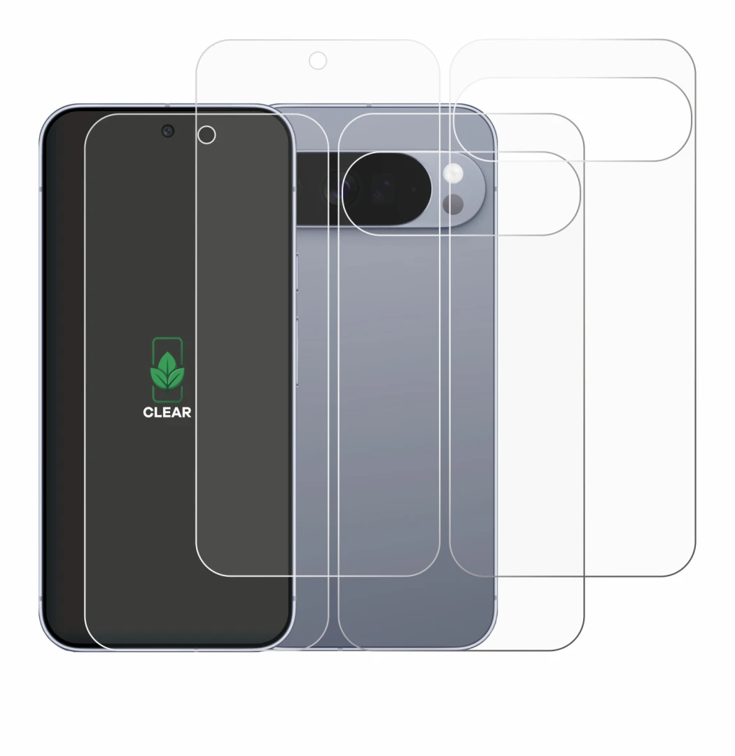 Image of the device Google Pixel 10 Pro XL (Front+Back) with a wide variety of screen protectors.