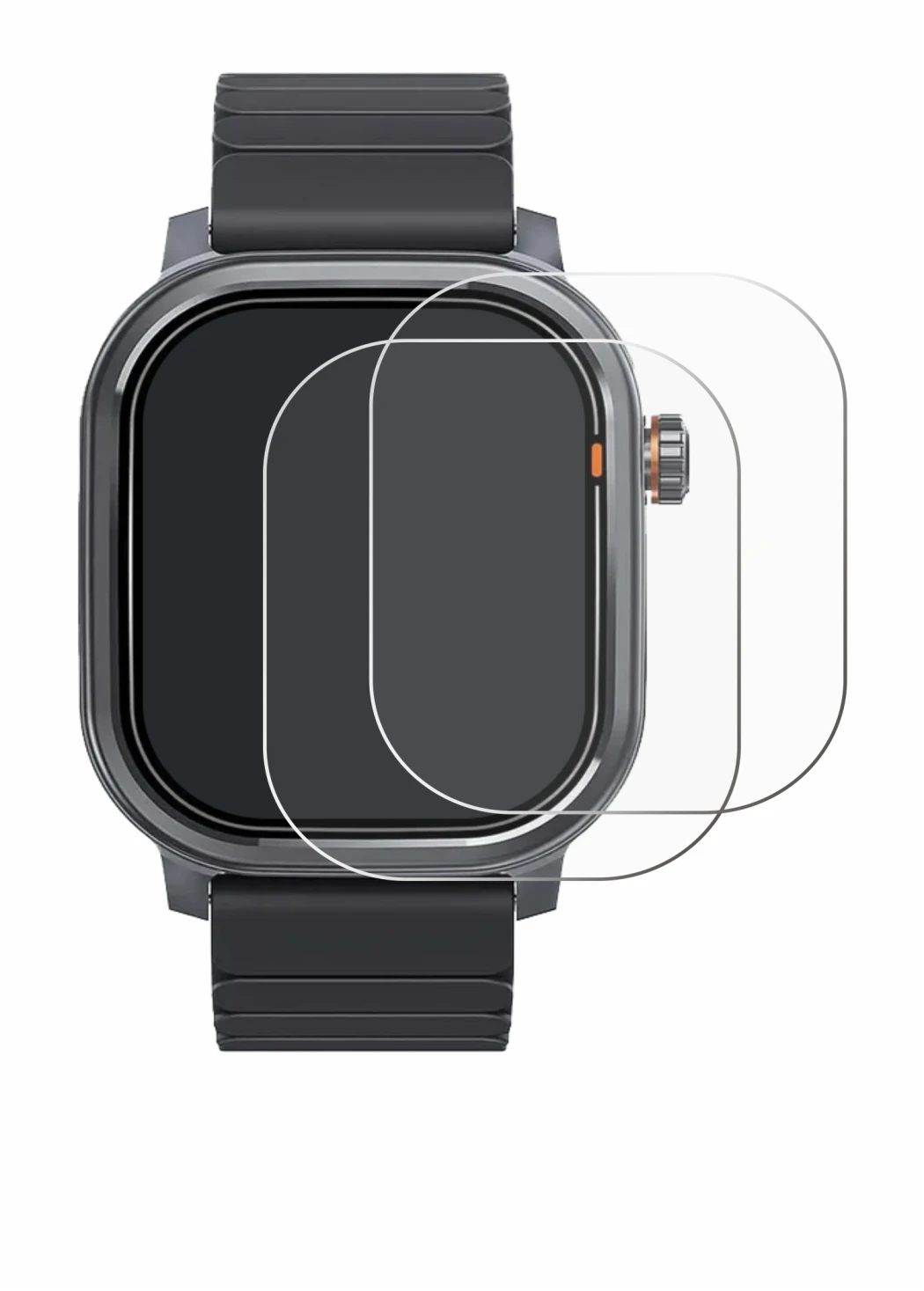 Image of the device Kospet Pulse with a wide variety of screen protectors.