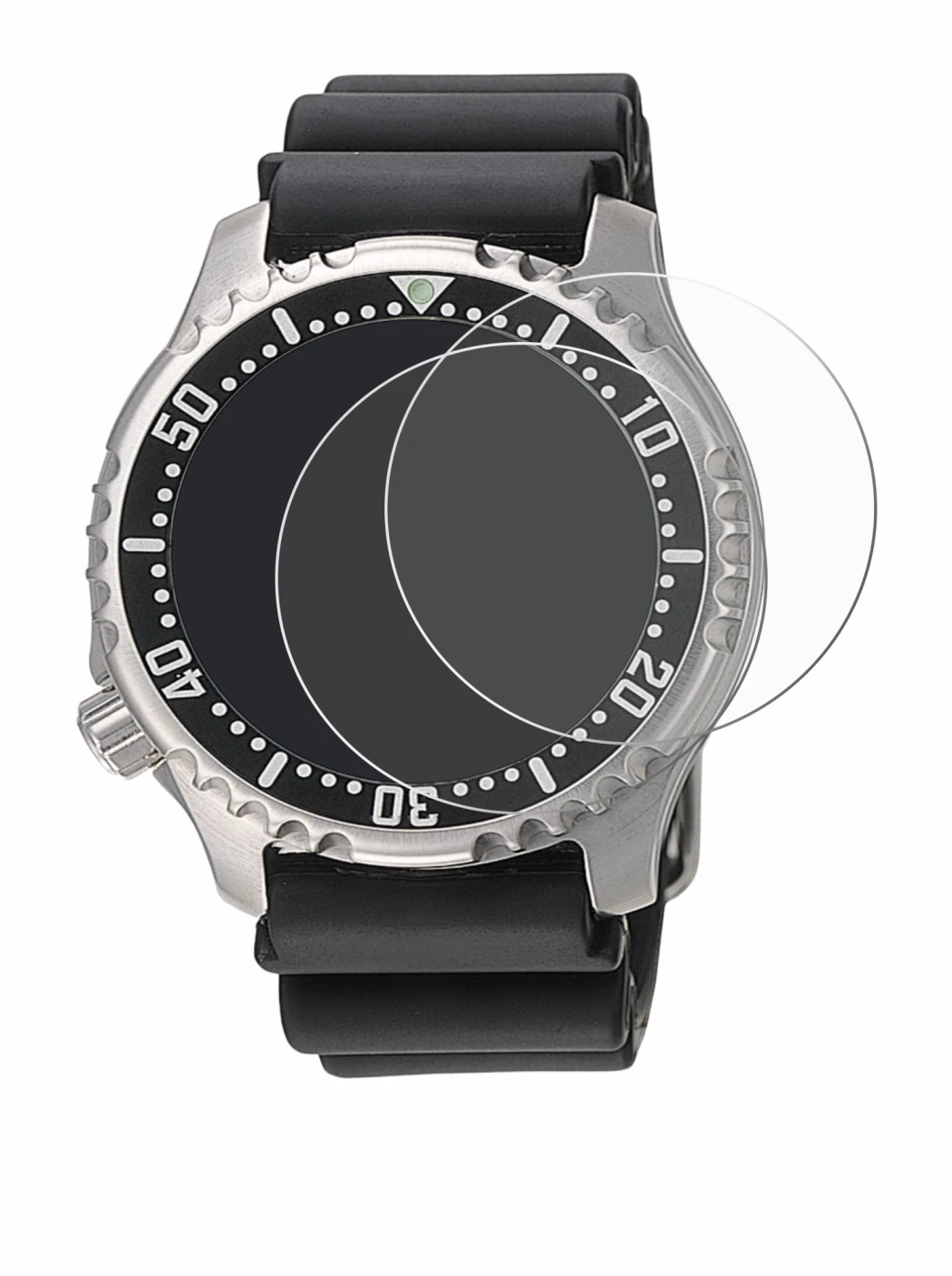 Image of the device Citizen NY0040 with a wide variety of screen protectors.