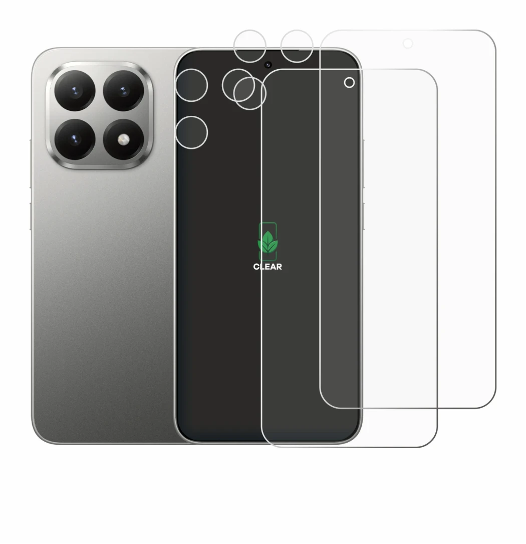 Image of the device Xiaomi 15T (Front+Camera) with a wide variety of screen protectors.