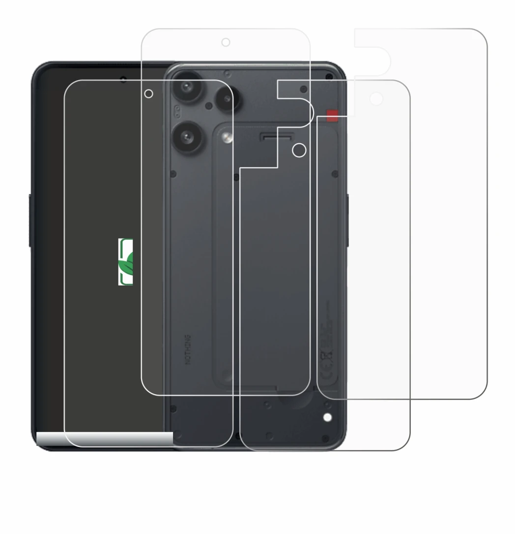 Image of the device Nothing Phone (3a) Lite (Front+Back) with a wide variety of screen protectors.