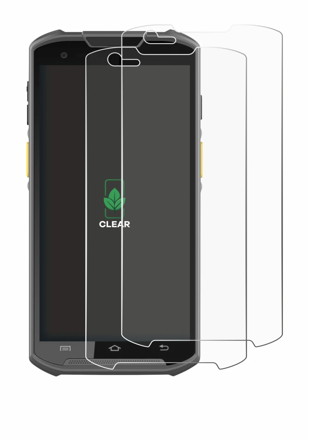 Image of the device Newland MT93 with a wide variety of screen protectors.