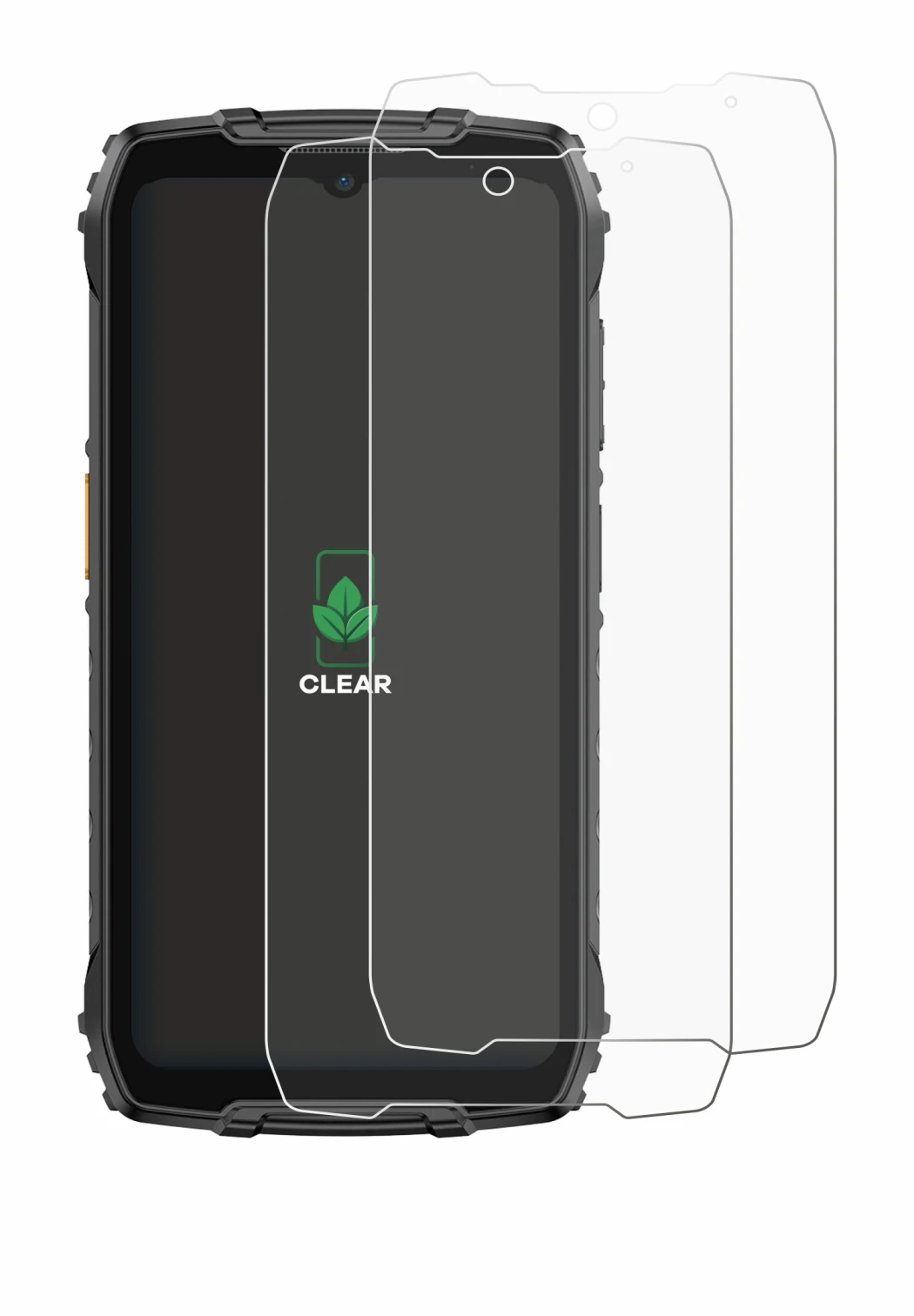 Image of the device Ulefone RugKing 4 Pro with a wide variety of screen protectors.