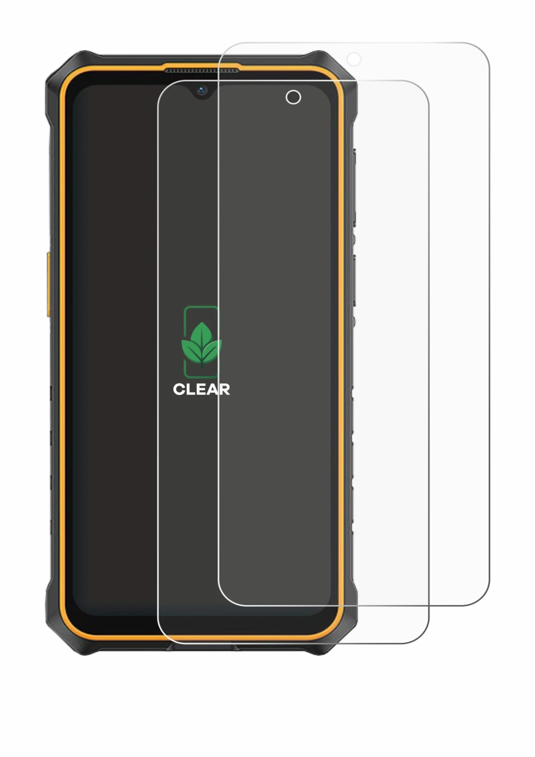 Image of the device Ulefone RugKing 3 Pro with a wide variety of screen protectors.