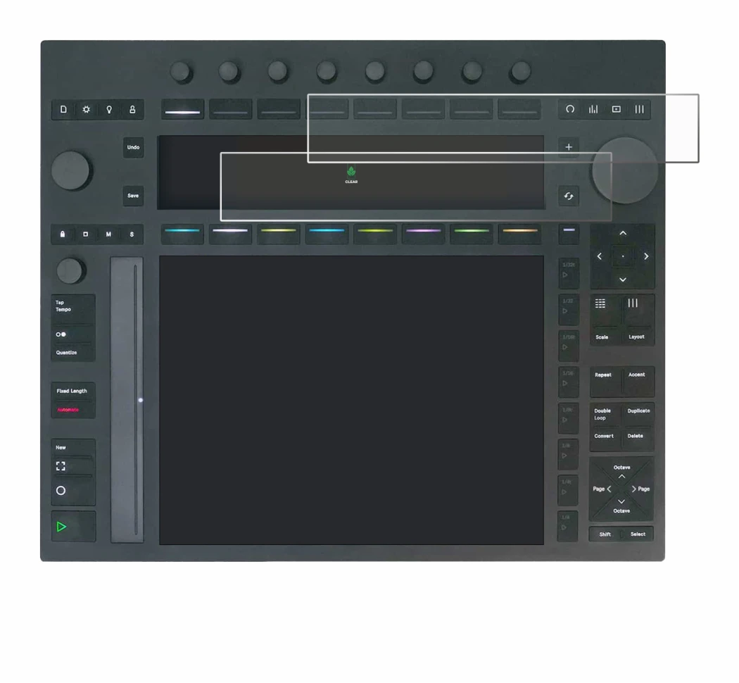 Image of the device Ableton Push 3 with a wide variety of screen protectors.