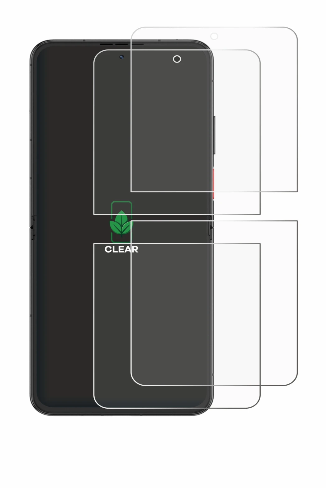 Image of the device Nubia Flip 2 with a wide variety of screen protectors.