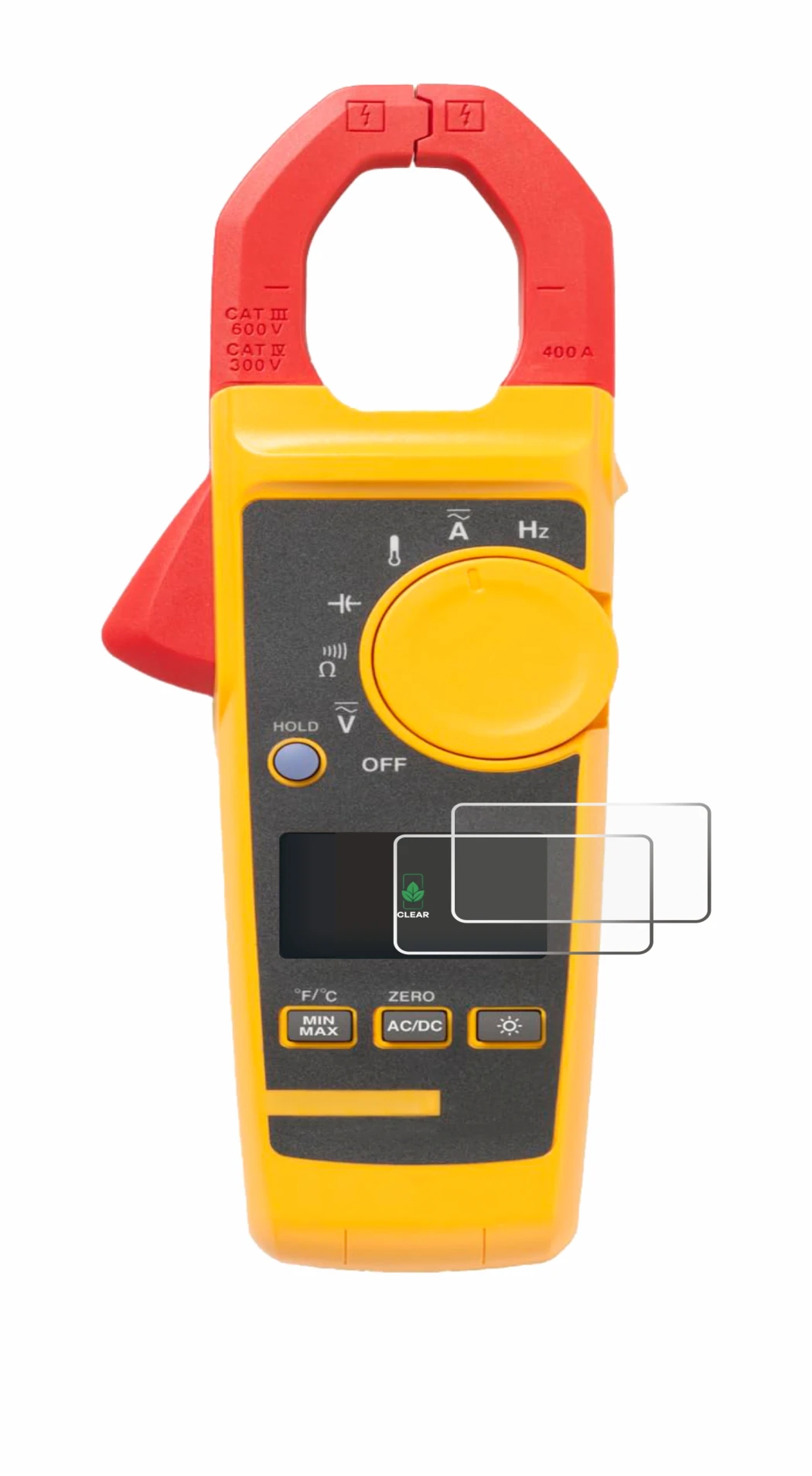 Image of the device Fluke 325 with a wide variety of screen protectors.