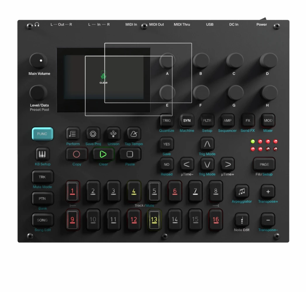 Image of the device Elektron Digitone II with a wide variety of screen protectors.