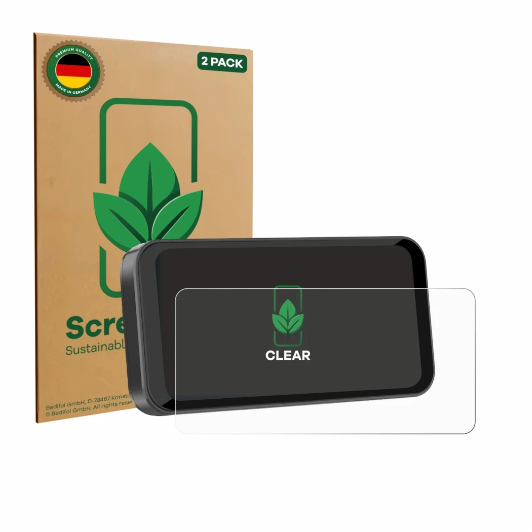 Front side of a product packaging with the brand logo ScreenLeaf. Next to it is the device Carpuride W603B 6.3