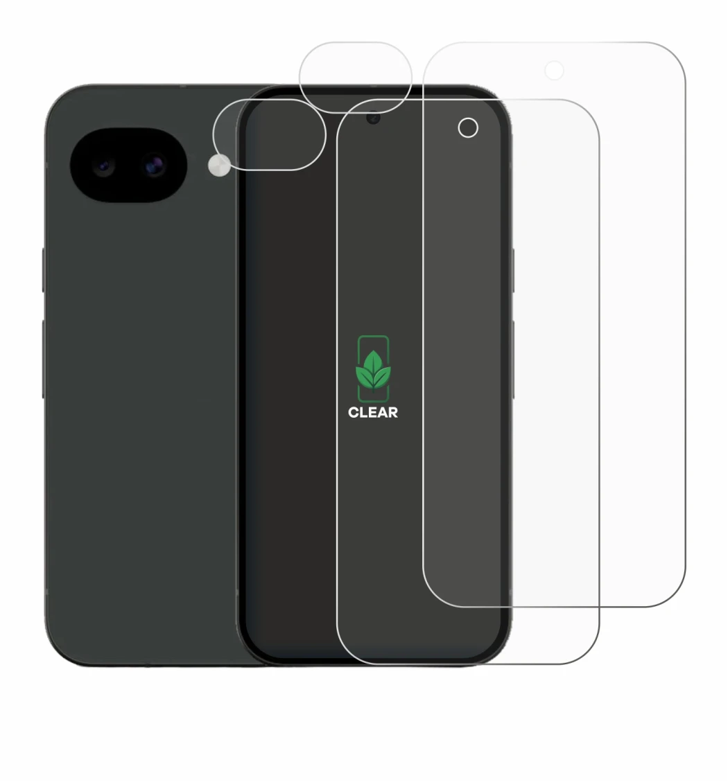 Image of the device Google Pixel 10a (Front+Camera) with a wide variety of screen protectors.